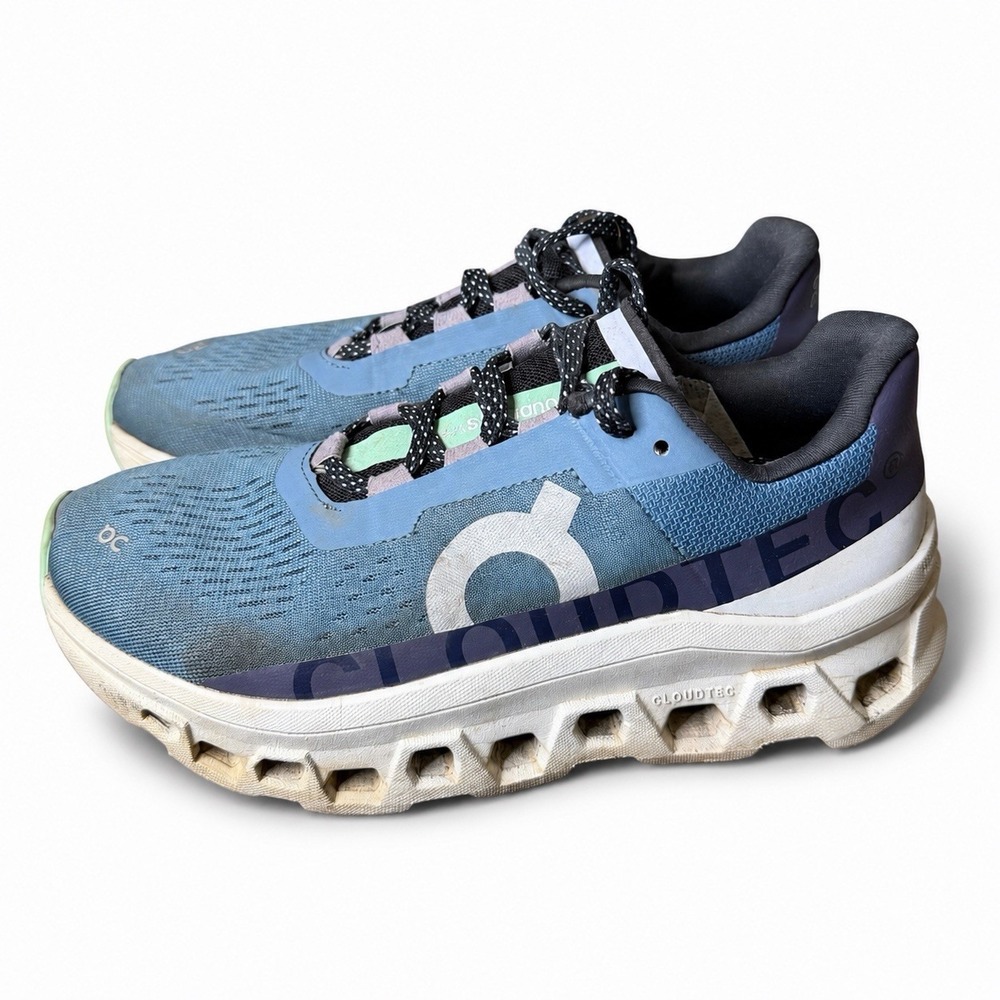On Cloudmonster Blue Green 61.98081 Women's Size 7 Running Shoes